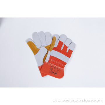 split leather red gloves